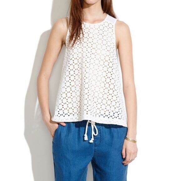 Madewell Tops - MADEWELL | White Eyelet Cutouts Tank | 2